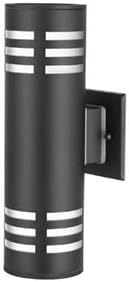 TENGXIN Outdoor Wall Light,Up and Down Cylinder Patio Porch Light,Stainless Steel 304 and Toughened Glass,Black Finished,IP 65 Waterproof