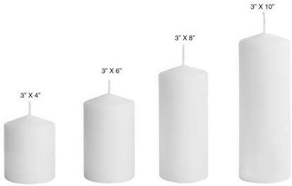 D'light Online 3 X 6 Inch Pillar Candles Set of 12 Bulk Event Pack Round Unscented Premium Wax Pillar Candles for Wedding, Spa, Party, Birthday, Holiday, Bath and Home Decor (3X6, White)