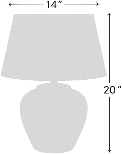 Nourison Home 20" Black Ceramic Pot Table Lamp for Bedroom, Living Room, Console, Entryway