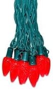 Novelty Lights 25 Feet 25 Light C9 Diamond Faceted LED String Lights, Red, Pre-Lamped Holiday Lights on Green Wire, UL Listed Indoor/Outdoor, Connectable End-to-End