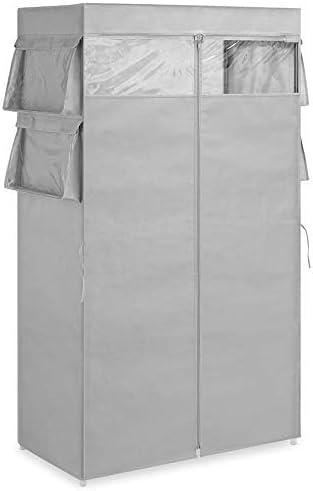 Whitmor, Gray Covered Wardrobe with Accessory Storage