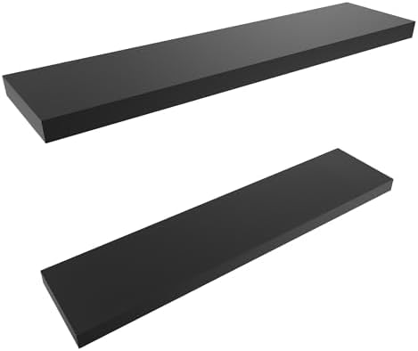 Colima Bathroom Floating Shelves for Wall, 36" Floating Wall Mounted Shelf, Rustic Wood Storage Display Shelf for Home Organization, Bathroom, Kitchen, Living Room (Set of 2, Black)