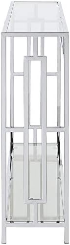 Convenience Concepts Town Square Chrome Console Table 42" - Contemporary Modern Sofa Table with Storage Shelf, Narrow Entryway Hall Table for Living Room, Bedroom, Bathroom, Glass/Chrome