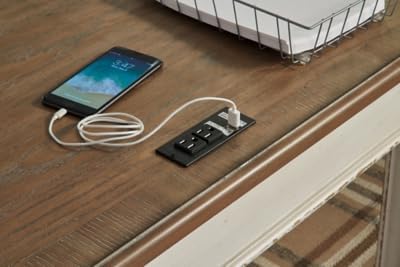 Signature Design by Ashley Realyn Farmhouse 60" Home Office Desk with USB Charging, Chipped White