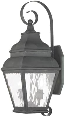 Livex Lighting 2602-61 Exeter 2-Light Outdoor Wall Lantern, Charcoal