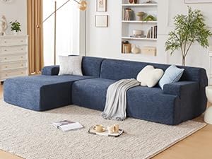 107” Chenille Modular Sectional Sofa, Modern Sofa Couch for Living Room, High Density Sponges Cloud Couch Sectional, L-Shape Couches for Living Room, Blue