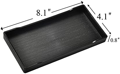 Small Black Mini Tray (8 inch x 4 inch) for Kitchen Counter, Bathroom for Vanity Items, Coffee Accessory, Bar, Serving Seasoning, Salt and Pepper, Soap, Perfume or Display Use.