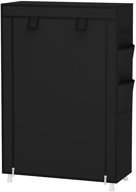 Calmootey 5 Tier Shoe Rack Organizer,Portable Shoe Shelf with Nonwoven Fabric Cover for Closet Hallway,Bedroom,Entryway,Black