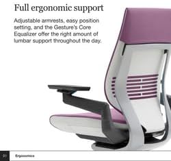 Steelcase Gesture Office Chair - Ergonomic Work Chair with Wheels for Carpet - Comfortable - Intuitive-to-Adjust for Desk - 360-Degree Arms - Concord Purple Fabric