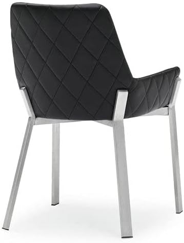 Zuri Furniture Sydney Black Leatherette Dining Chair with Brushed Stainless Steel Legs