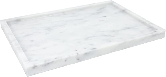 100% Natural Marble Serving Tray Luxury Marble Storage Tray for Home Decor Stone Tray for Bathroom/Kitchen/Vanity/Dresser,Plate Holder for Tissues, Candles, Towel