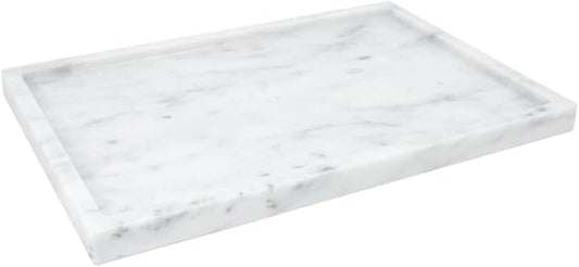 100% Natural Marble Serving Tray Luxury Marble Storage Tray for Home Decor Stone Tray for Bathroom/Kitchen/Vanity/Dresser,Plate Holder for Tissues, Candles, Towel