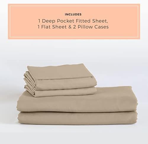 PeachSkinSheets Light Mocha Sheet Set - 1500tc Level of Softness - Extra Soft Cooling Sheets for Hot Sleepers and Night Sweats - Regular King Size…