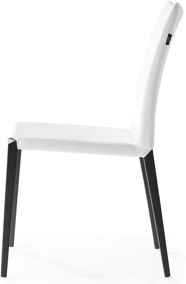 ZURI Modern Jordan Dining Chair in White Leatherette and Matte Black Steel Base