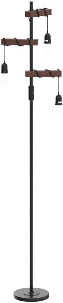 Airposta Industrial Floor Lamp, Farmhouse Tree 68 Inch 3 Lights Wood Standing Lamp, Sturdy Base Tall Vintage Metal Black Pole Light for Living Room Bedroom Office Rustic Home