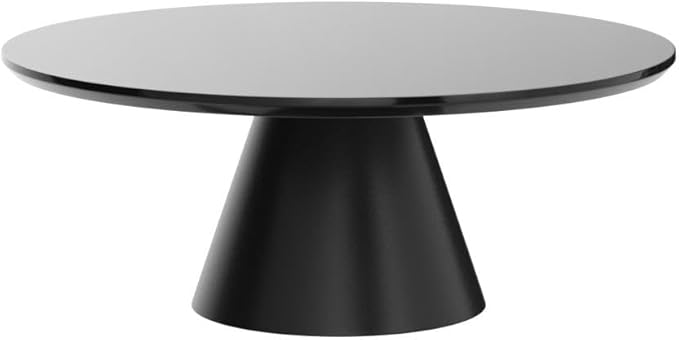 Furniturebox UK Coffee Table - Palma Round Coffee Table - Contemporary Minimalist Black Round Coffee Table with Tapered Central Pillar - Living Room Furniture