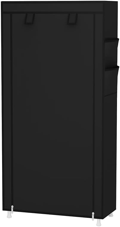 Calmootey 7 Tier Shoe Rack Organizer,Portable Shoe Shelf with Nonwoven Fabric Cover for Closet Hallway,Bedroom,Entryway,Black