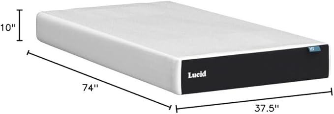 Lucid 10 Inch Memory Foam Mattress - Medium Feel - Infused with Refreshing Bamboo Charcoal and Cooling Gel - Bed in a Box - Temperature Regulating - Pressure Relief - Breathable - Twin Size