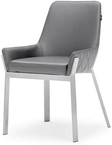 ZURI Sydney Gray Leatherette Dining Chair with Brushed Stainless Steel Legs