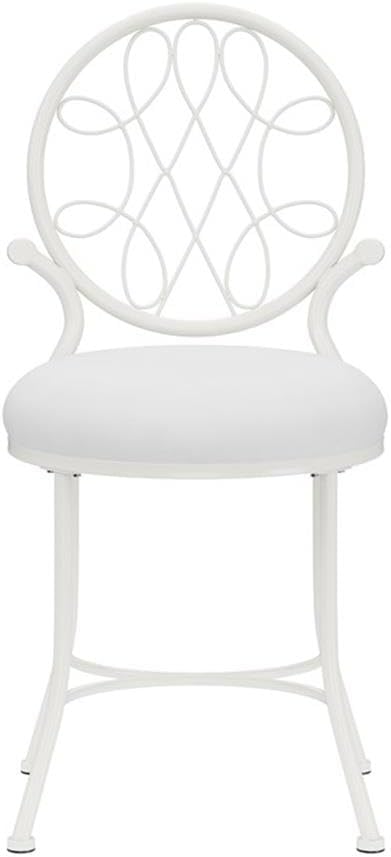 Hillsdale O'Malley Metal Vanity Stool for Makeup Room or Bathroom, White