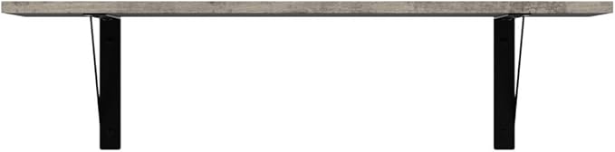 DINZI LVJ Wall Shelves, 23.6 x 7.9 x 6.1 Inch Floating Shelves for Wall, Set of 2, Easy-to-Install Wall Storage Ledges with Sturdy Metal Brackets for Living Room, Bathroom, Kitchen, Gray Wash