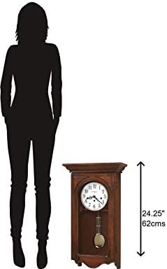 Jennelle Pendulum Wall Clock - Decorative Wooden Finish Analog Clock, Battery Operated, Vintage Alarm Clock Style for Room Decor, Kitchen Wall Clock for Living Room, Bedroom & Office