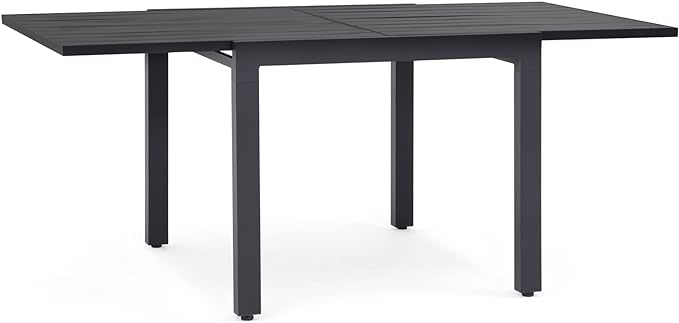 Soleil Jardin Aluminum Patio Extendable Dining Table, 35" - 71", Adjustable Indoor Outdoor Furniture Rectangle Table for 4-6 Person Porch Deck Garden,Dark-Grey