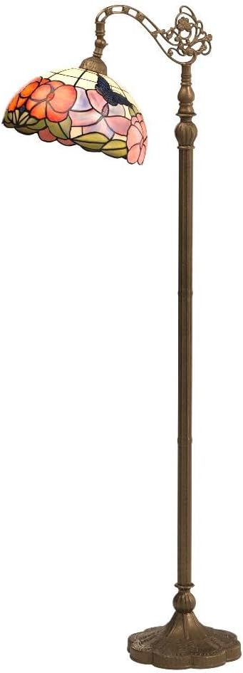 WERFACTORY Tiffany Floor Lamp Yellow Hexagon Stained Glass Mission Light 12X12X71 Inches Torchiere Standing Corner Torch Uplight Decor Bedroom Living Room Home Office S011 Series