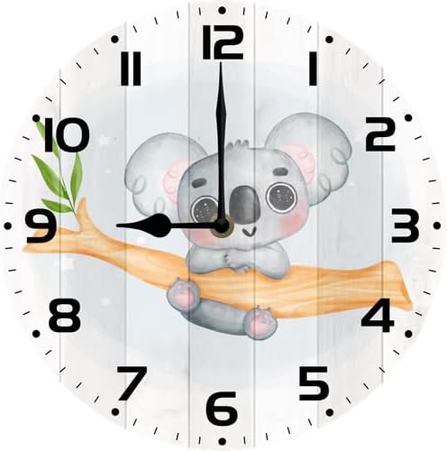 Wall Clock,Koala Kitchen Decor and Accessories, Decorative Battery Operated Clocks for Living Room Bedroom Bathroom Farmhouse 12 Inch