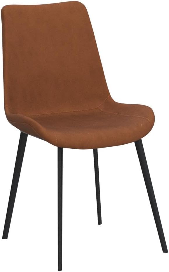 Dining Chairs Set of 4, Modern Kitchen & Dining Room Chairs, Upholstered Faux Leather Cushion Seat and Sturdy Metal Legs (4 Brown Chairs)