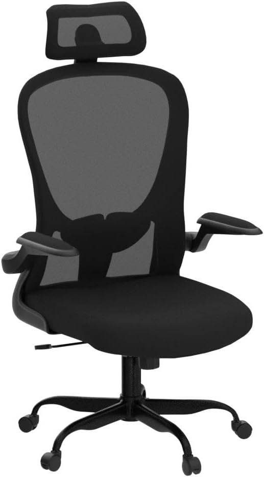 Office Chair, High Back Ergonomic Desk Chair, Breathable Mesh Desk Chair with Adjustable Lumbar Support and Headrest, Swivel Task Chair with flip-up Armrests, Executive Chair for Home Office