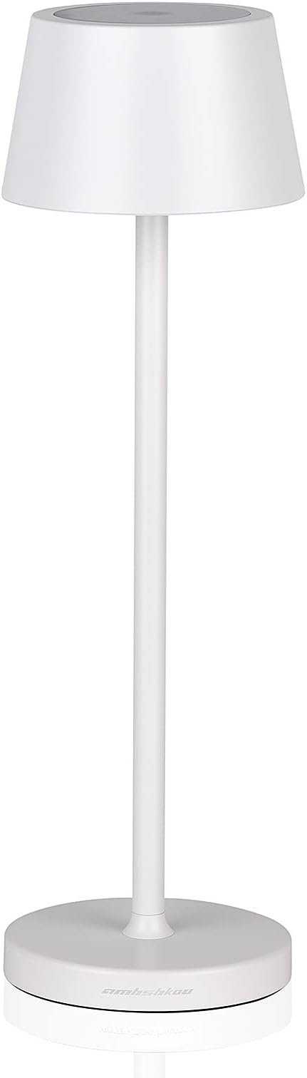 Rechargeable LED Wireless Desk Lamp,with IP54 Waterproof Function and Touch Dimming Table Lamps,Suitable for Indoor and Outdoor Lighting White