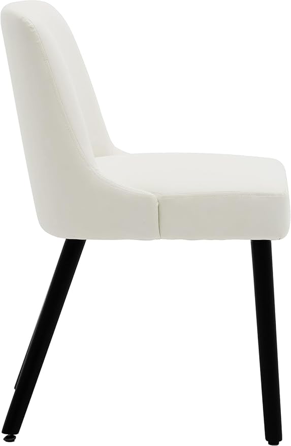 MINCETA Dining Chair,Morden Wood Leg Upholstered Kitchen Chair Set of 4,PU in Cream White