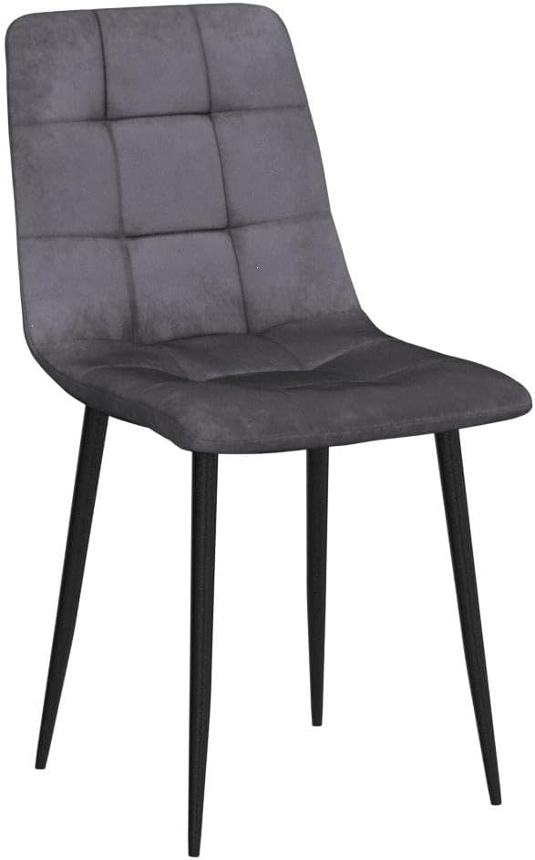 NORDICANA Grey Velvet Dinner Chairs Set of 6 Modern Armless Dining Side Chairs with Metal Legs for Kitchen Living Room Vanity