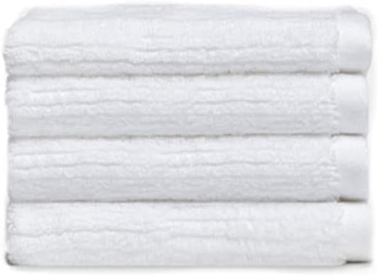 Cozy Earth Ribbed Washcloth Set - 60% Cotton 40% Viscose from Bamboo Bathroom Washcloths - Soft & Absorbent Textured Ribbed Pattern - 4 Pack White