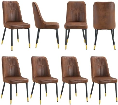 Dining Chairs Set of 8，Modern Dining Chairs, Equipped with Suede Nap Backrest Cushions and Metal Legs, Suitable for Restaurants, Kitchens, and Dining Room Chairs