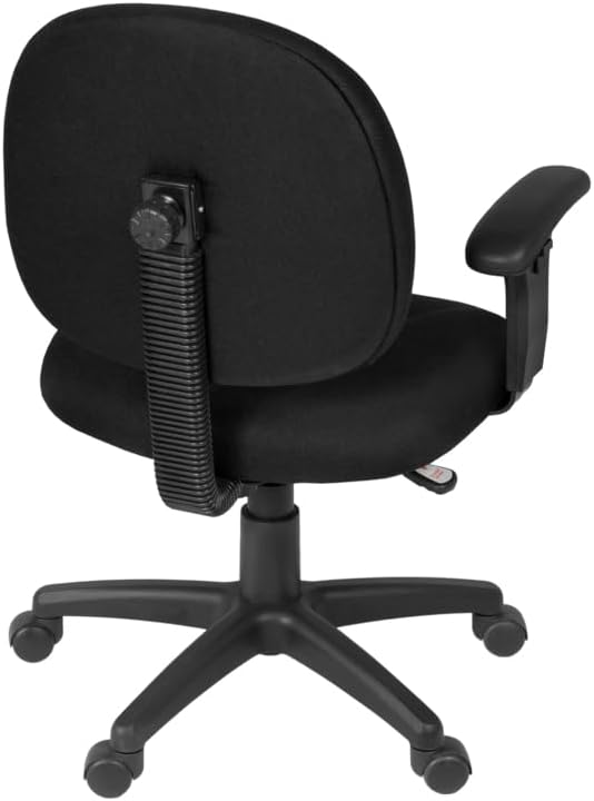 Romig Comfort Series Swivel Fabric Computer Task Chair with Adjustable Arms - Black