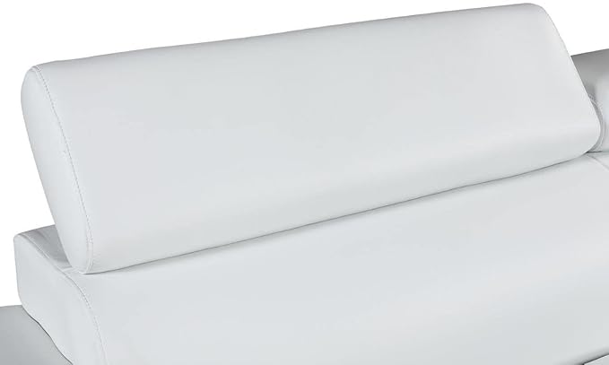 Blackjack Furniture 4571 Veal Collection Modern Genuine Leather Loveseat with Adjustable Headrest, Sturdy Wood Frame and Stainless Steel Legs, Stylish Living Room Love Seat, White