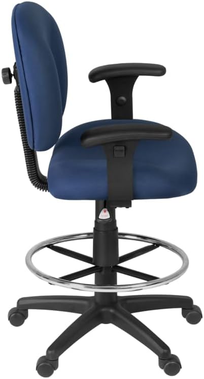 Romig Comfort Series Swivel Fabric Computer Task Chair with Adjustable Arms & Drafting Kit - Navy Blue
