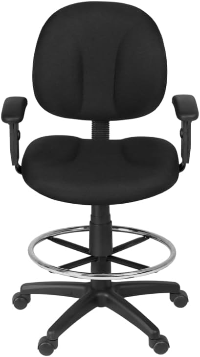 Romig Comfort Series Swivel Fabric Computer Task Chair with Adjustable Arms & Drafting Kit - Black