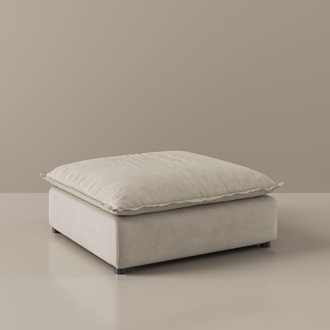 POVISON 39.37" Minimalist Beige Modular Sofa Ottoman for Living Room with Adjustable Backrest Modern Sectional Couches（Beige）