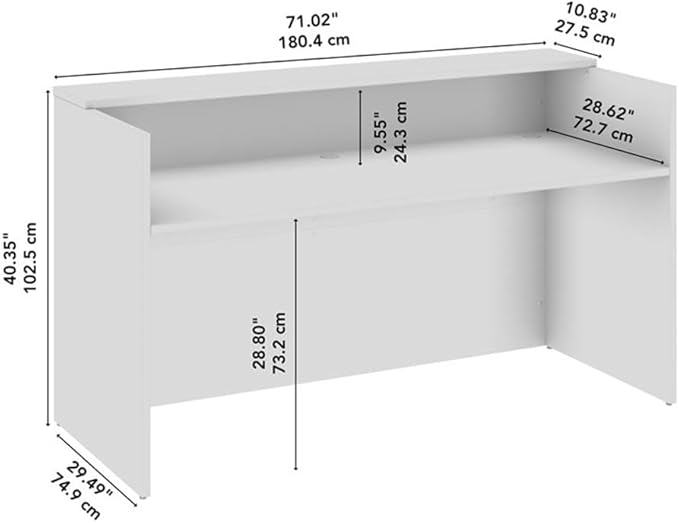 Bush Business Furniture Arrive 72W x 30D Reception Desk with Shelf in Mocha Cherry, Modern Receptionist Station for Office Waiting Room