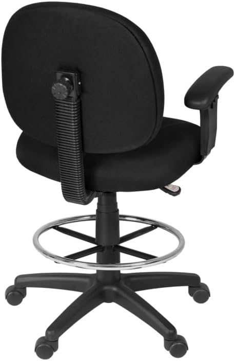 Romig Comfort Series Swivel Fabric Computer Task Chair with Adjustable Arms & Drafting Kit - Black