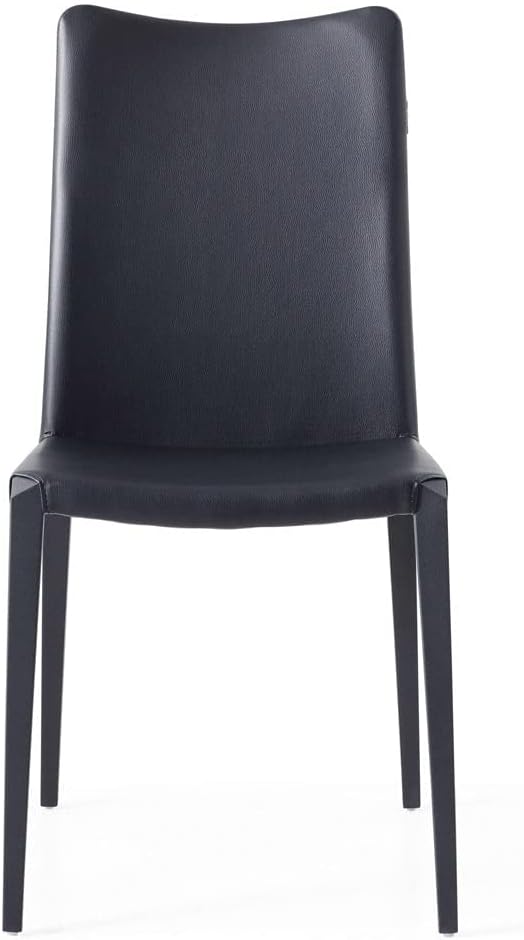 ZURI Modern Jordan Dining Chair in Black Leatherette and Matte Black Steel Base