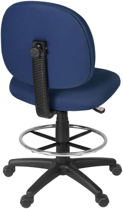 Romig Comfort Series Swivel Fabric Computer Task Chair with Drafting Kit -Navy Blue