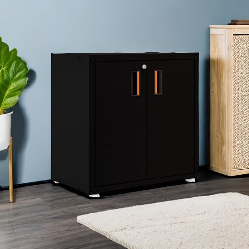 for Home Ready-to-Assemble Steel Cabinet with Two Doors (Black)