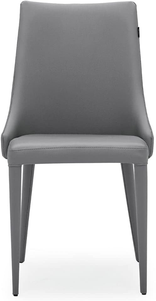ZURI Jillian Gray Leatherette Dining Chair with Curved Back