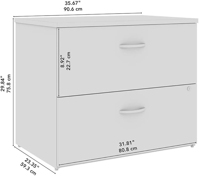 Bush Business Furniture Studio C 2 Drawer Lateral File Cabinet in Natural Elm - Assembled, Locking Document Storage for Home or Professional Office