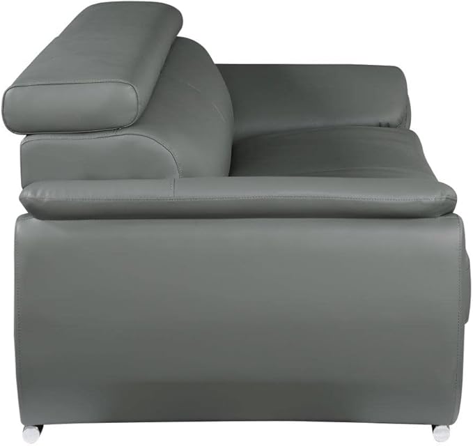 Blackjack Furniture 4571 Veal Collection Genuine Leather Couch for Living Room, Elegant Modern Design with Adjustable Headrests and Durable Wood Frame, Sofa, 86", Gray