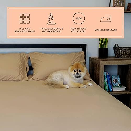 PeachSkinSheets Light Mocha Sheet Set - 1500tc Level of Softness - Extra Soft Cooling Sheets for Hot Sleepers and Night Sweats - Regular King Size…